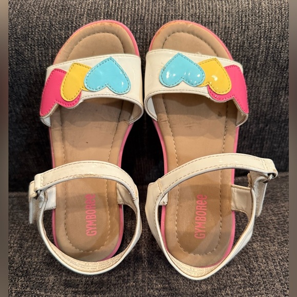 Gymboree Kids Sandals with Heart Accents - Pink, Yellow, Blue/size 13 - Picture 1 of 10